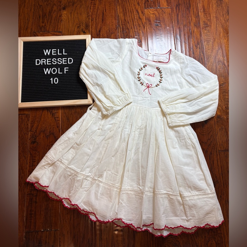 WOLF Cream Dress with Red Trim
